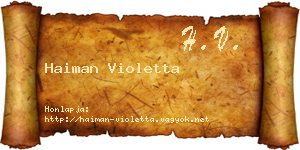 Haiman Violetta névjegykártya